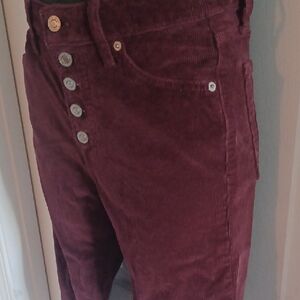 Lucky Brand Maroon Skinny Corduroy Trousers